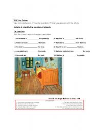 English Worksheet: Prepositions of Place - furniture & items in a room