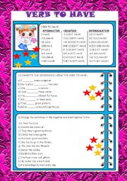 English Worksheet: VERB TO HAVE