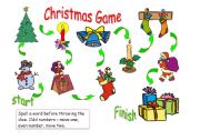 English Worksheet: Christmas board game