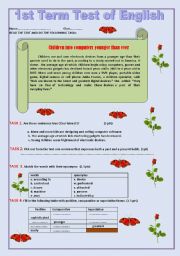 English Worksheet: Children and electronic devices: 2 As test ( Signs of the time) Algerian High school.