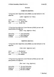 English worksheet: comparative and superlatives