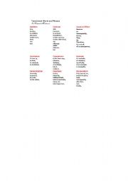 English Worksheet: Table_of_transitinal_words