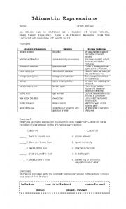 English Worksheet: Idiomatic Expressions