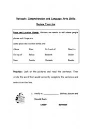English worksheet: Place/ Location Words