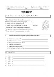 English Worksheet: 5th grade evaluation
