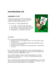 Animal Rights Debate - assessment sheet (for)