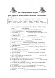 English Worksheet: HOW COMPUTER LITERATE ARE YOU?