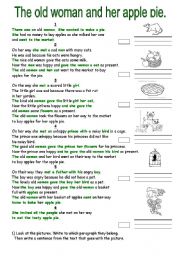 English Worksheet: The old woman and her apple pie.