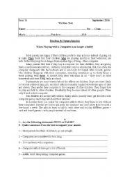 English Worksheet: Test for 11th grade