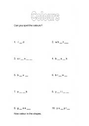 English Worksheet: Colour