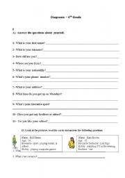 English Worksheet: Diagnosis 6th grade