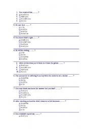 English Worksheet: Question Tags Multiple Choice 