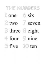 English Worksheet: Numbers