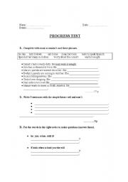 English Worksheet: Test paper