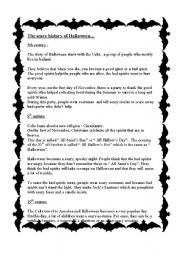 English Worksheet: The scary story of Halloween