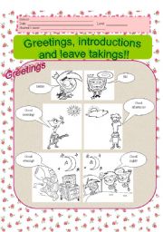 English Worksheet: Greetings, introductions and leave-takings