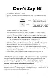 English Worksheet: Dont say It! (Game)