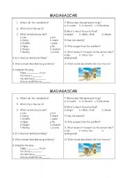 English Worksheet: MADAGASCAR FILM PART 1