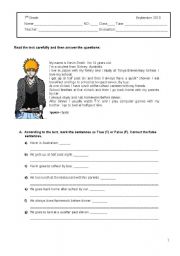 English Worksheet: Test for grade 7 - 