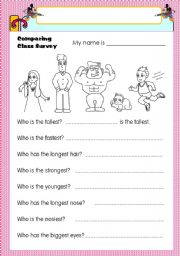 English Worksheet: comparing class survey