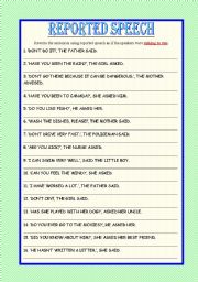 English Worksheet: Exercises - Reported Speech