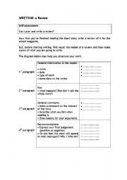 English Worksheet: Writing a review on a short story