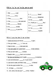 English Worksheet: To be and he, she it 