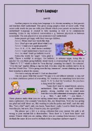 English Worksheet: Teens Language (part 2)