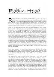 English Worksheet: THE STORY OF ROBIN HOOD