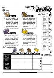 English Worksheet: Fill Out Series_02 Jays Pets (Fully Editable + Key)