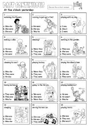 English Worksheet: Past Continuous practice (2 pages)
