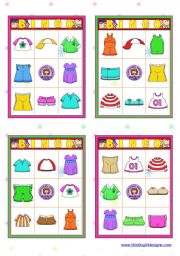 Clothing  - BINGO Cards  (16)  