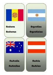 Countries nationalities flags flashcards part 1 of 2