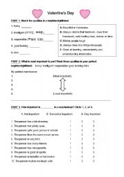 English Worksheet: Valentines Day- What Makes a Good Partner?