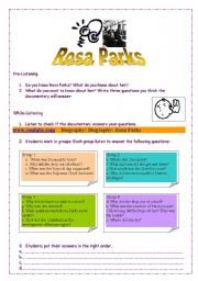 English Worksheet: Rosa Parks Listening Activity 