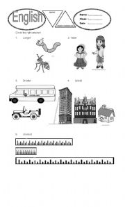 English worksheet: comparison the things