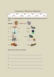 English worksheet: Comparative Worksheet (regular)