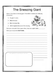 English Worksheet: The Sneezing Giant (creative writing assignment) 