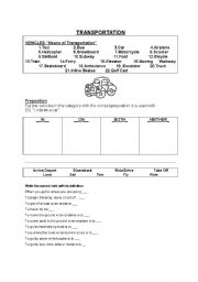 English Worksheet: Transportation Vehicles Language