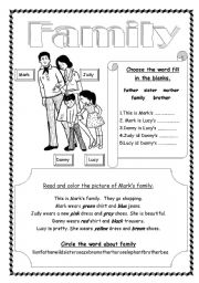 English Worksheet: Family