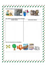 English Worksheet: Living and non-living
