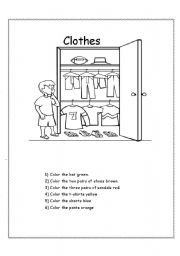 English Worksheet: clothes coloring worksheet