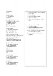 English worksheet: Fallin -Alicia Keys Lyrics and questions