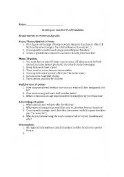 English Worksheet: Fast Food Franchise Project