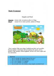 English Worksheet: singular and plural