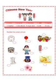 English Worksheet: Chinese New Year Vocabulary