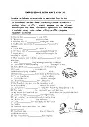 English Worksheet: MAKE OR DO?