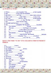 English Worksheet: To have or to be? Negative form of the verb TO BE.