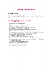 English worksheet: The shopping questionnaire