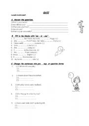 English worksheet: quiz for 7-8